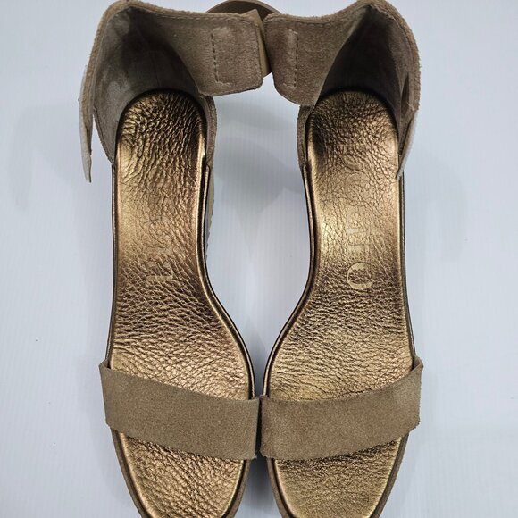 Pedro Garcia Fidelia Platform Wedge Sandal Womens EU 38.5 Brown Brass Suede - Picture 8 of 14